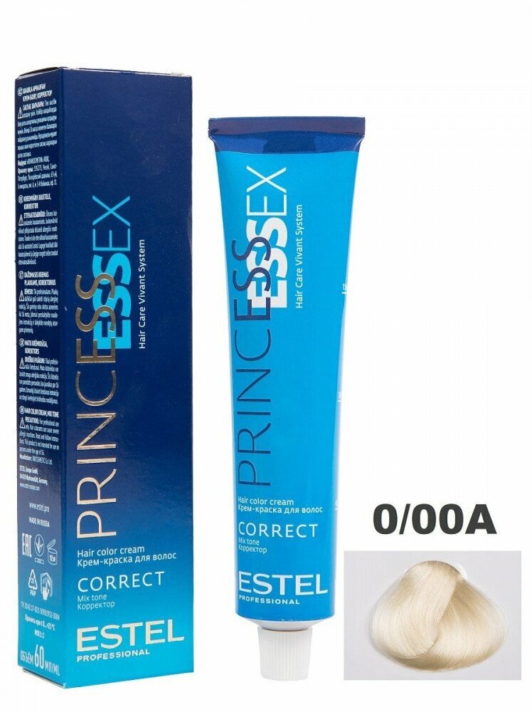 ESTEL Princess Essex Corrector цветная крем-краска для волос, 0/00A аммиачный, 60 мл — купить в интернет-магазине по низкой цене на Яндекс Маркете