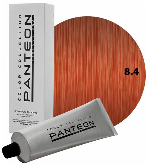 Panteon Color Collection Стойкая крем-краска для волос для профессионального применения, 8.4 блондин светло-медный