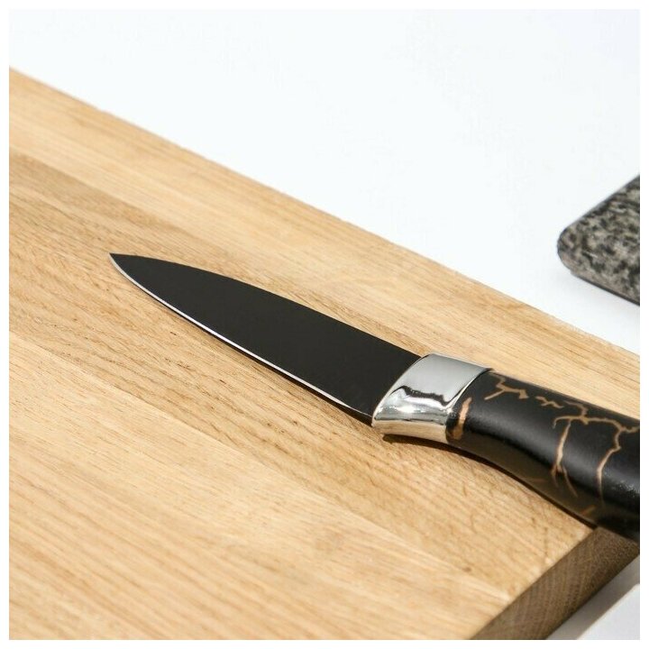 Нож Доляна «Энергия», овощной, лезвие 8,5 см, цвет чёрный - фотография № 2