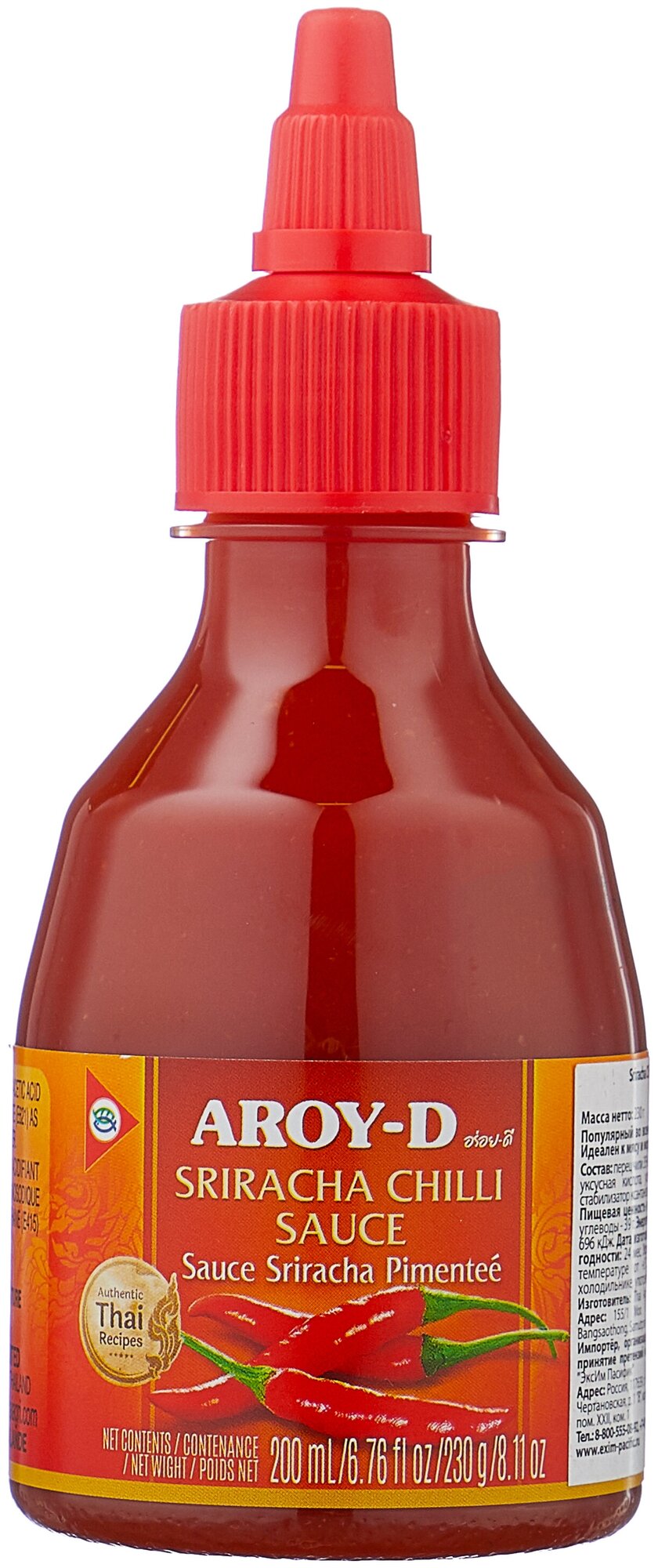 Aroy-D соус "Шрирача/Shriracha Chili Sauce", 230гр (Тайланд)