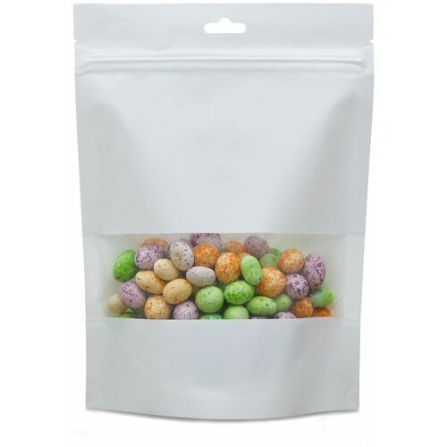 Пакет дой пак с замком зип лок 180*240 мм с окном 50 мм 130 мкм белый 50 шт