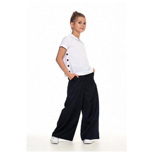 Школьные брюки  MOORIPOSH, повседневный стиль, размер 140, синий