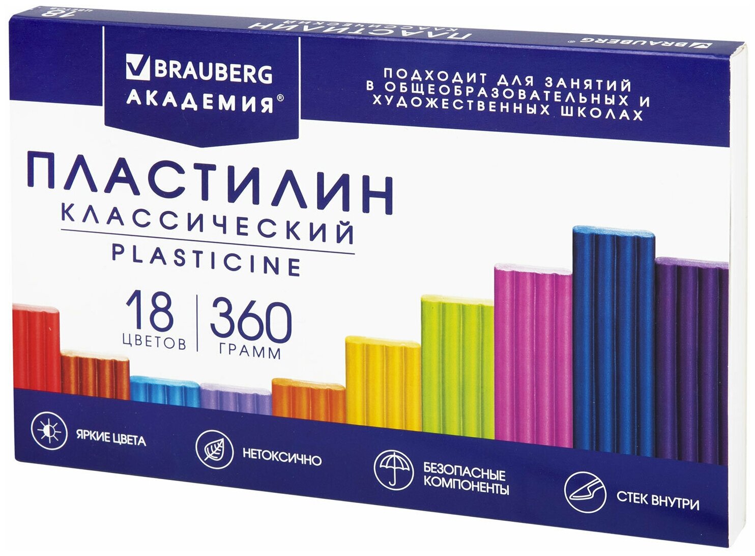 Пластилин Brauberg классический, "Академия Классическая", 18 цветов, 360 г, со стеком