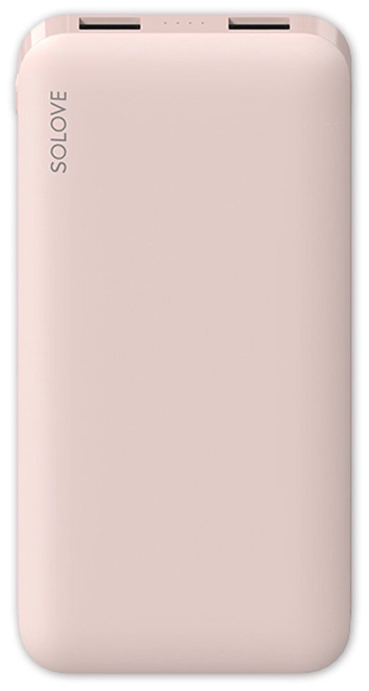 Внешний аккумулятор Power Bank Xiaomi (Mi) SOLOVE 10000mAh Type-C с 2xUSB выходом, кожаный чехол (001M+ Pink), розовый