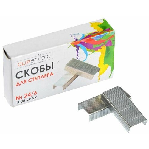 Скобы металлические к степлеру N24/6 1000штук*10 упаковок (картонная упаковка) (27557)