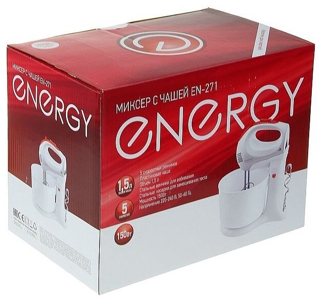 Миксер Energy EN-271, белый/красный - фотография № 2