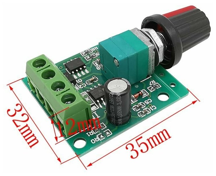 ШИМ регулятор скорости двигателя, регулятор напряжения DC1.8-15V 2А с выключателем - фотография № 4