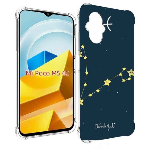 Чехол MyPads знак зодиака рыбы 1 для Xiaomi Poco M5 задняя-панель-накладка-бампер