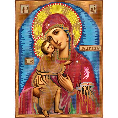 Вышивка бисером иконы Богородица Феодоровская 19*24 см вышивка бисером икона пресвятая богородица феодоровская 20x25 см