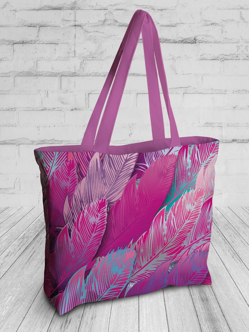 Текстильная женская сумка JoyArty "Море перьев" на молнии для пляжа и фитнеса - фотография № 4