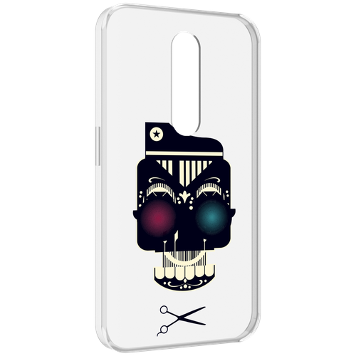 Чехол MyPads черно белый скелет с яркими глазами для Motorola Moto X Force (XT1585 / XT1581) задняя-панель-накладка-бампер