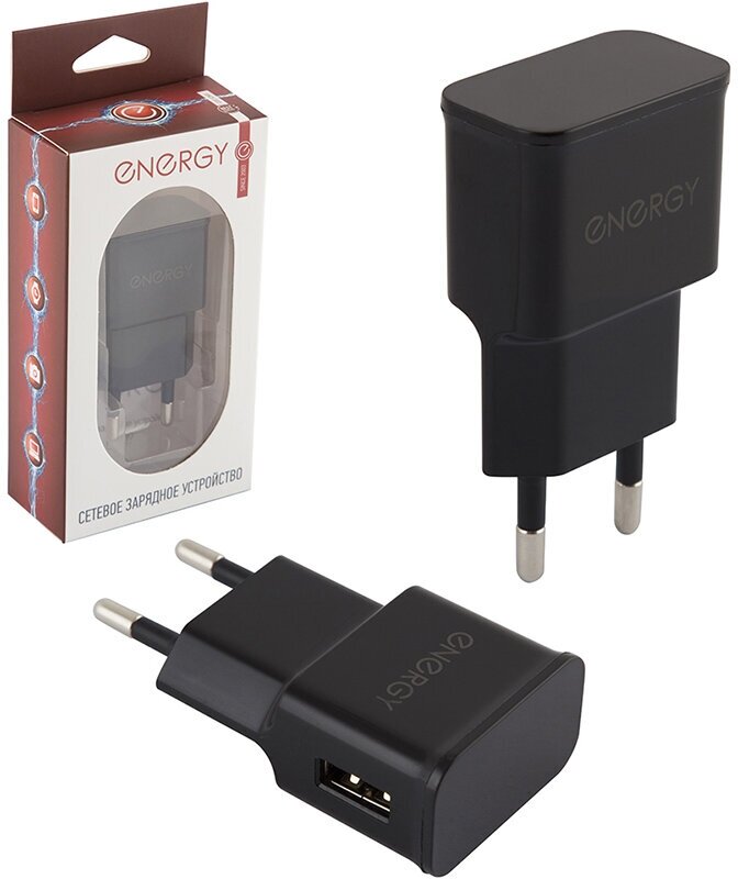 Зарядное устройство для телефона Energy ET-09, 1 А, USB, черное