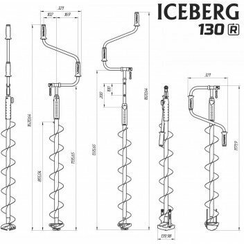 Ледобур ICEBERG-EURO 130-1300 v30 (LA-130) Тонар правое вращение