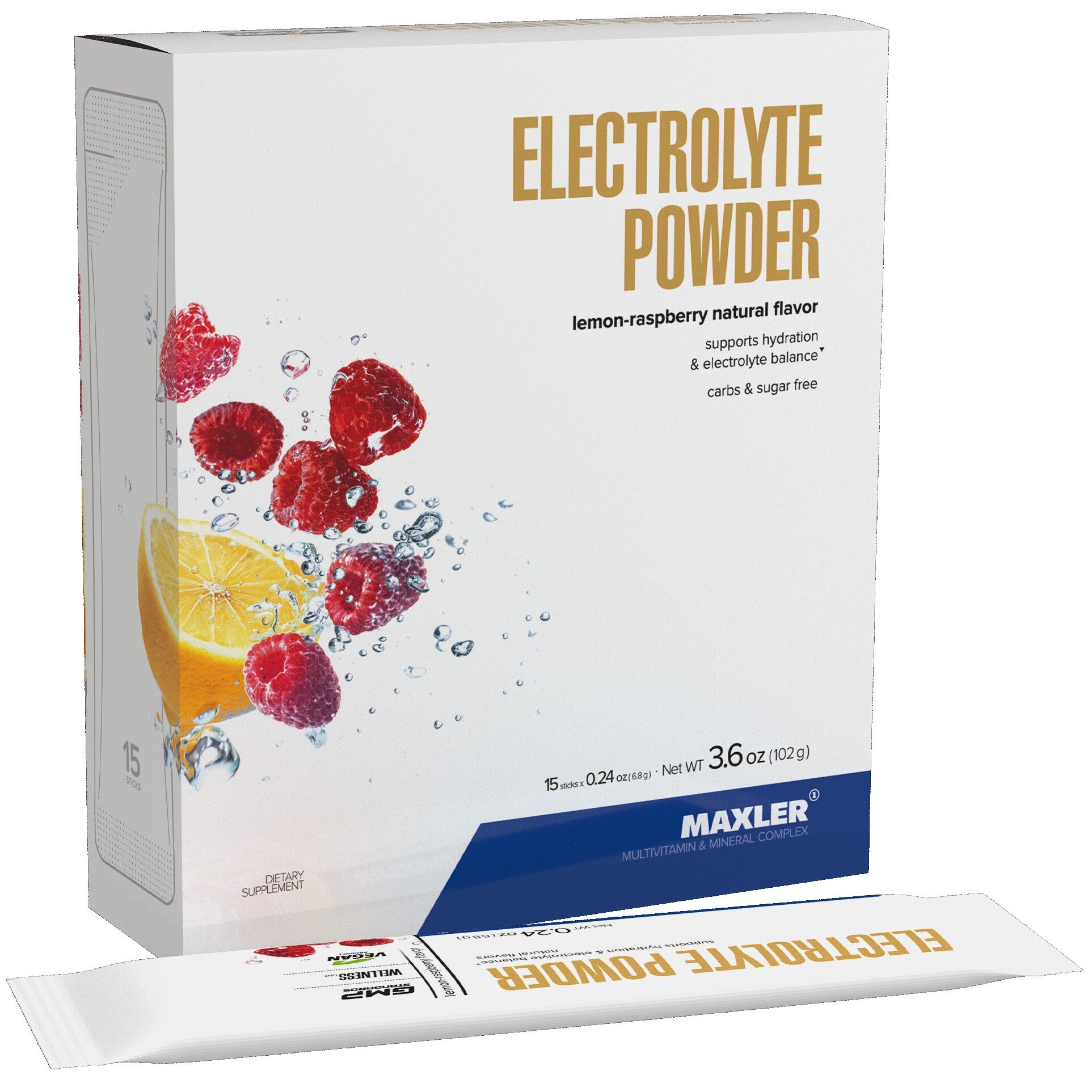 Изотоник MAXLER (USA) Electrolyte Powder 15 х 6,8 г, Лимон - Малина