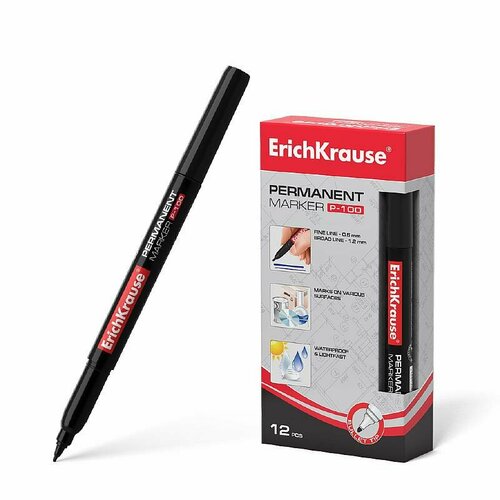 Перманентный маркер ErichKrause P-100 цвет чернил черный 12841 414₽