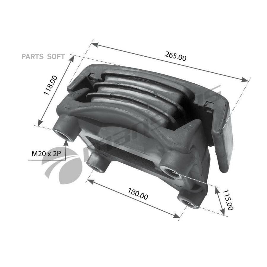 MANSONS 400512 Подушка рессоры MAN TGA правая 263.9х147.2х124мм