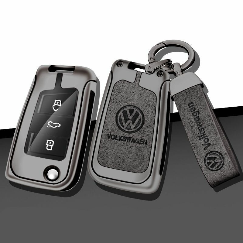 Чехол-брелок для автомобильного ключа Volkswagen VW Golf Jetta Tiguan Touran T-Roc металлический
