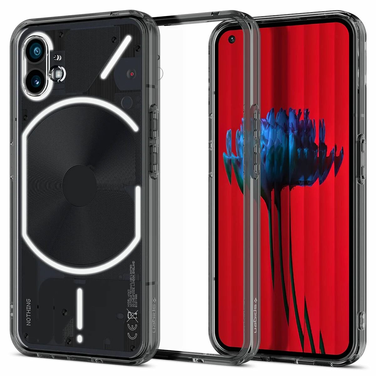 Чехол Spigen на Nothing Phone 1 (ACS05422) Ultra Hybrid / Спиген чехол для Нафинг Фон 1 накладка, противоударный, с защитой камеры, затемненный