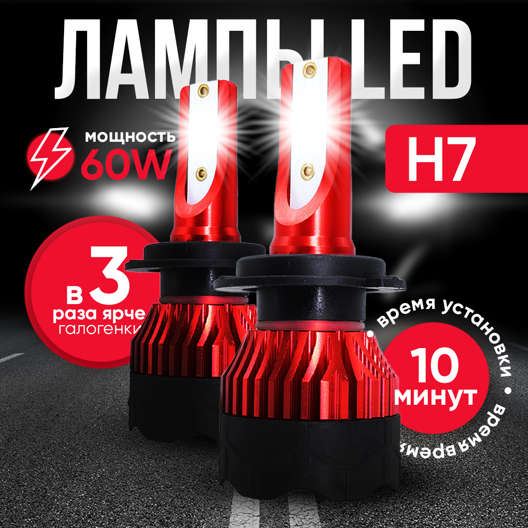 фото Светодиодные лампы H7 для авто, led в фары, 2 шт
