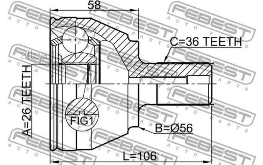FEBEST 2110CB4TD ШРУС наружный к-кт!\ Ford Focus/C-max 1.6i/TDCi 03>