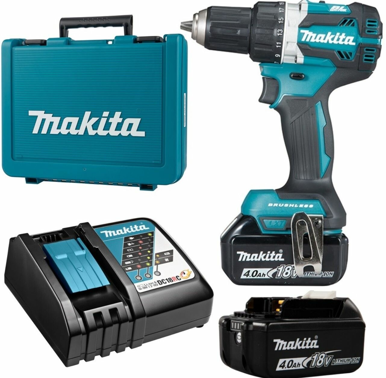 Дрель аккумуляторная MAKITA DDF484RME б\\щет 18в 2х4ачli-ion бзп-13мм 0-500\\0-2000об\\м 54\\30нм 1.5к - фото №1