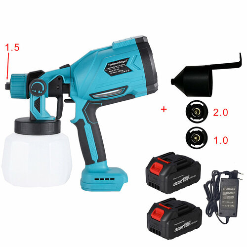 Аккумуляторный электрический краскопульт аэрограф Heimerdinger 2 батареи 18В 4А 7151₽