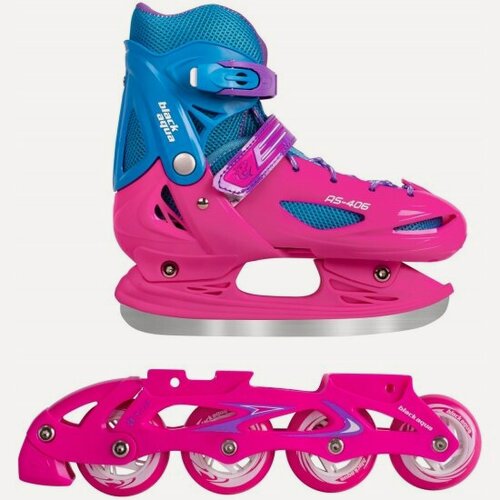 Изображение товара Коньки раздвижные Black Aqua BlackAqua АS-406, доп. роликовая платформа, мультиколор, размер 34-37