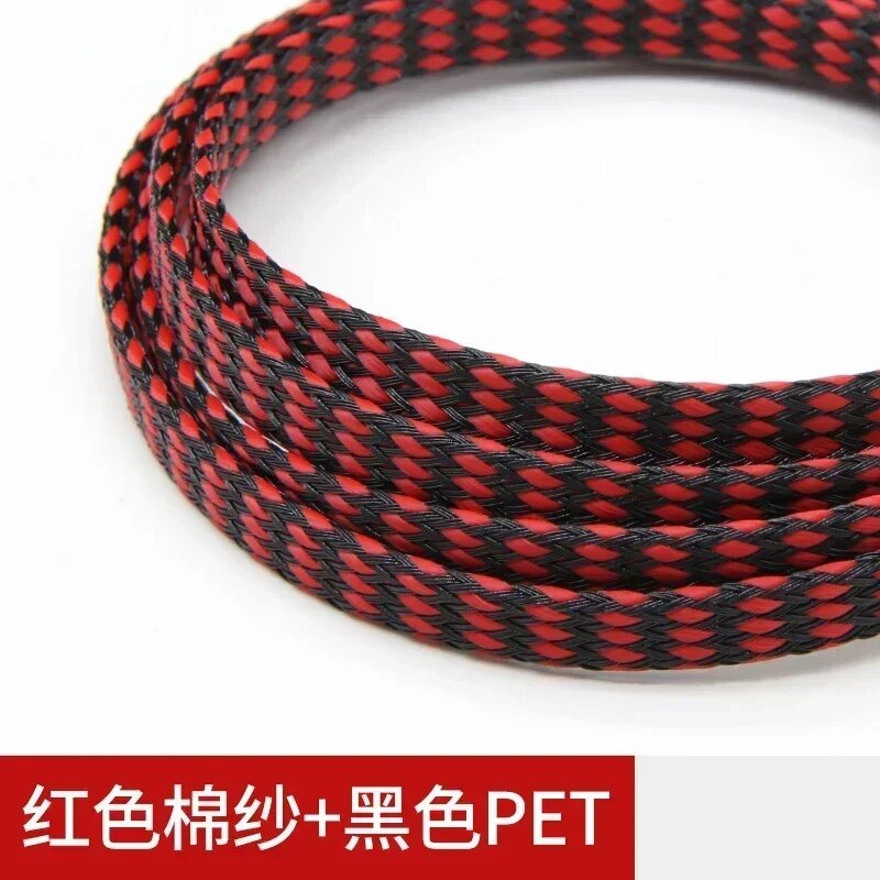 Кабельный рукав спиральная обмотка PP Cotton PET 4/8/12 мм, Red Balck, 1 meter, 04mm