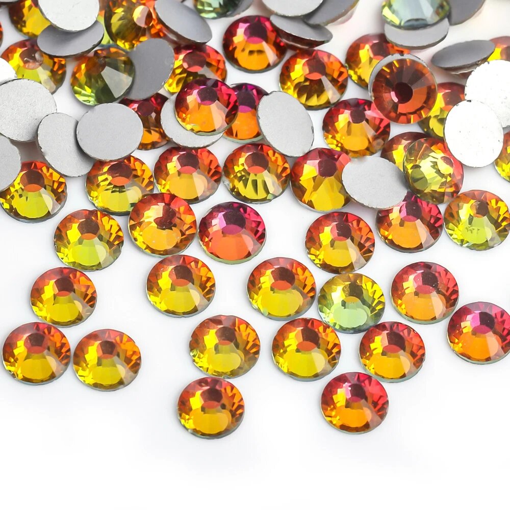 Стеклянные стразы без горячей фиксации Стразы VC Crystal Nail Art SS3-SS10, 69 Red Volcanic, SS10-1440pcs