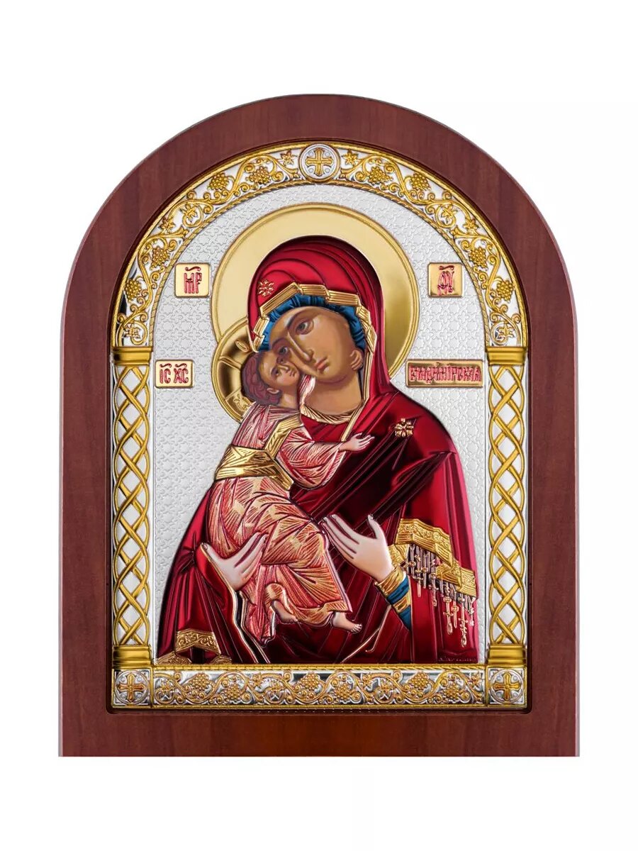 Икона Греческая Владимирская БМ 6х8 см.