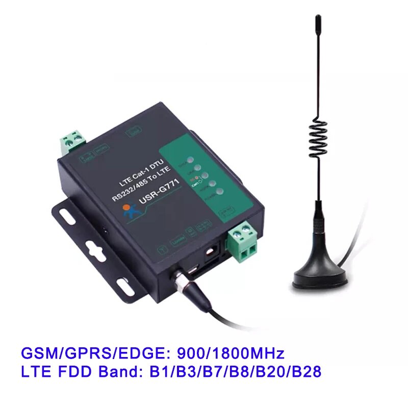 Последовательный порт RS232 RS485 в GSM 4G LTE Конвертер Модель USR-G771-E Поддержка устройств IoT MQTT HTTP, G771-E Without Plug