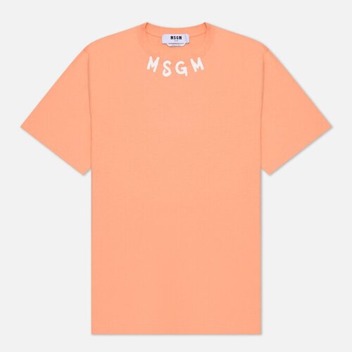 Футболка MSGM, хлопок, принт надписи, размер L, оранжевый