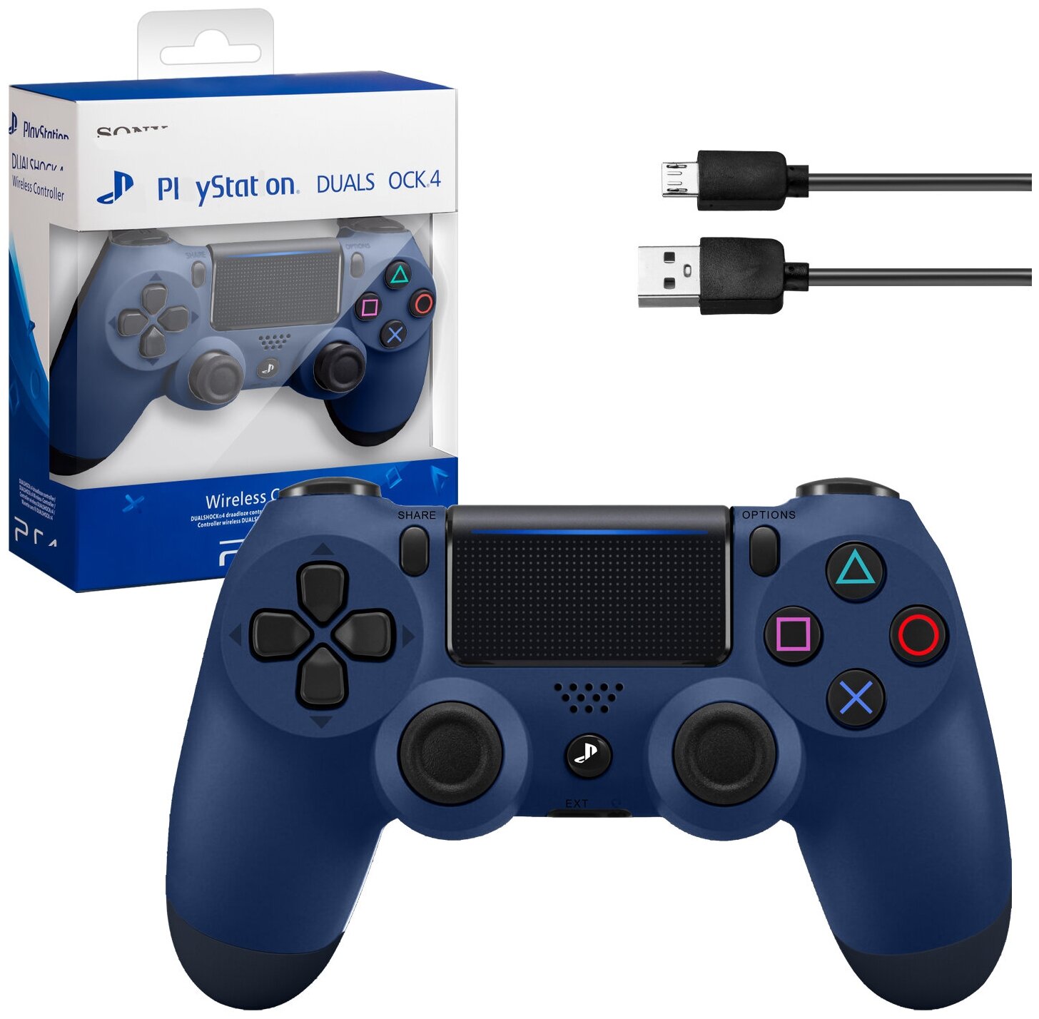 Джойстик PS4 DualShock беспроводной A темно синий (logo)