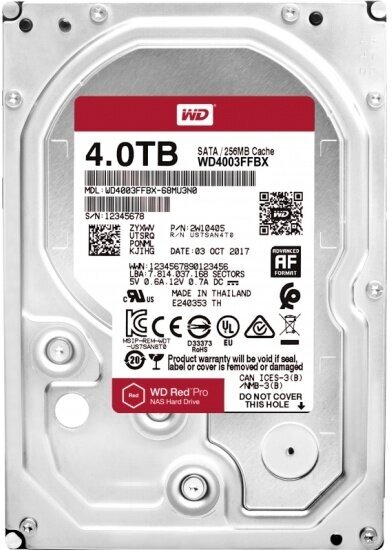 Жесткий диск 3.5" Western Digital WD Red Pro 4 ТБ, SATA III, 256 Mb, 7200 rpm (WD4003FFBX)