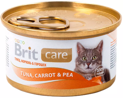 Влажный корм Brit Care для взрослых кошек, тунец/морковь/горошек, 80г - фото №18