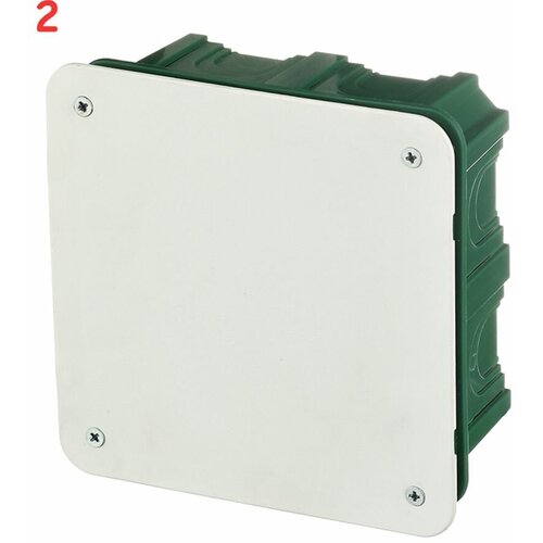 Коробка распределительная для скрытой установки в бетон 112х112х51 мм 28 вводов зеленая IP30 с крышкой (2 шт.)