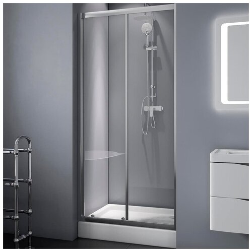 BelBagno Душевая дверь в нишу BelBagno Due, 130 х 190 см, стекло прозрачное, профиль хром, DUE-BF-1-130-C-Cr