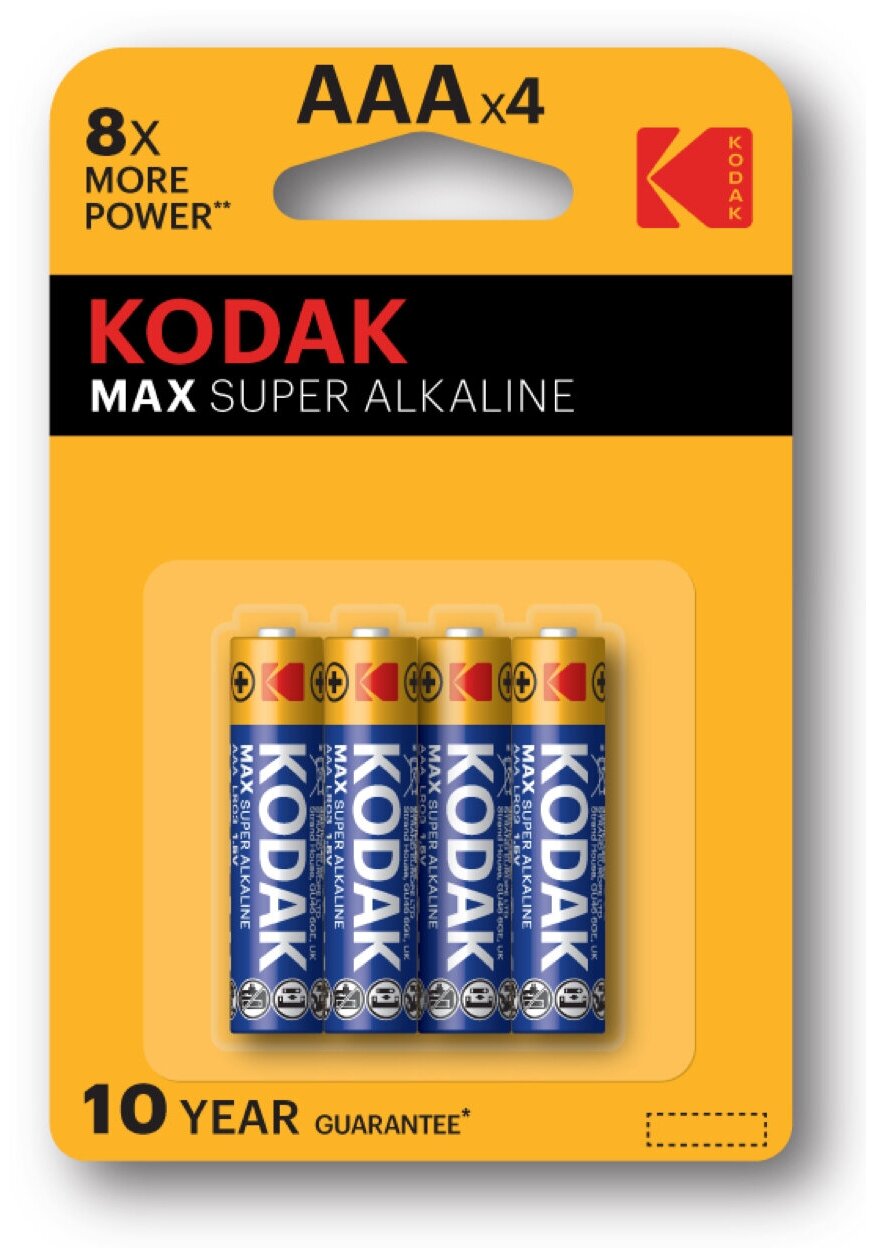 Батарейки Kodak LR03-4BL MAX SUPER Alkaline [K3A-4]