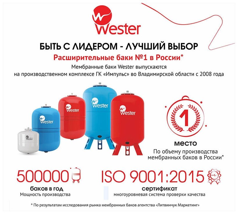 Расширительный бак Wester Premium WDV 8P 8 л вертикальная установка