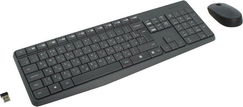 Компьютерный набор Logitech клавиатура, мышь, "Mk235", беспроводной, серый (920-007948)