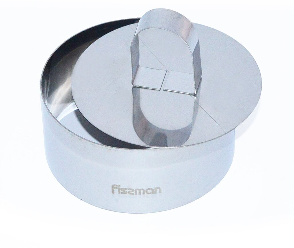 Кулинарное кольцо Fissman 10x4,5 см круглое с прессом (нержавеющая сталь) (7838)