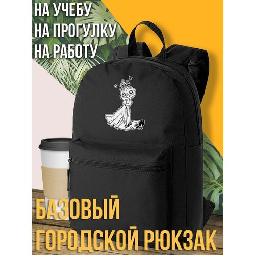 Черный школьный рюкзак с DTF печатью moomin - 1253