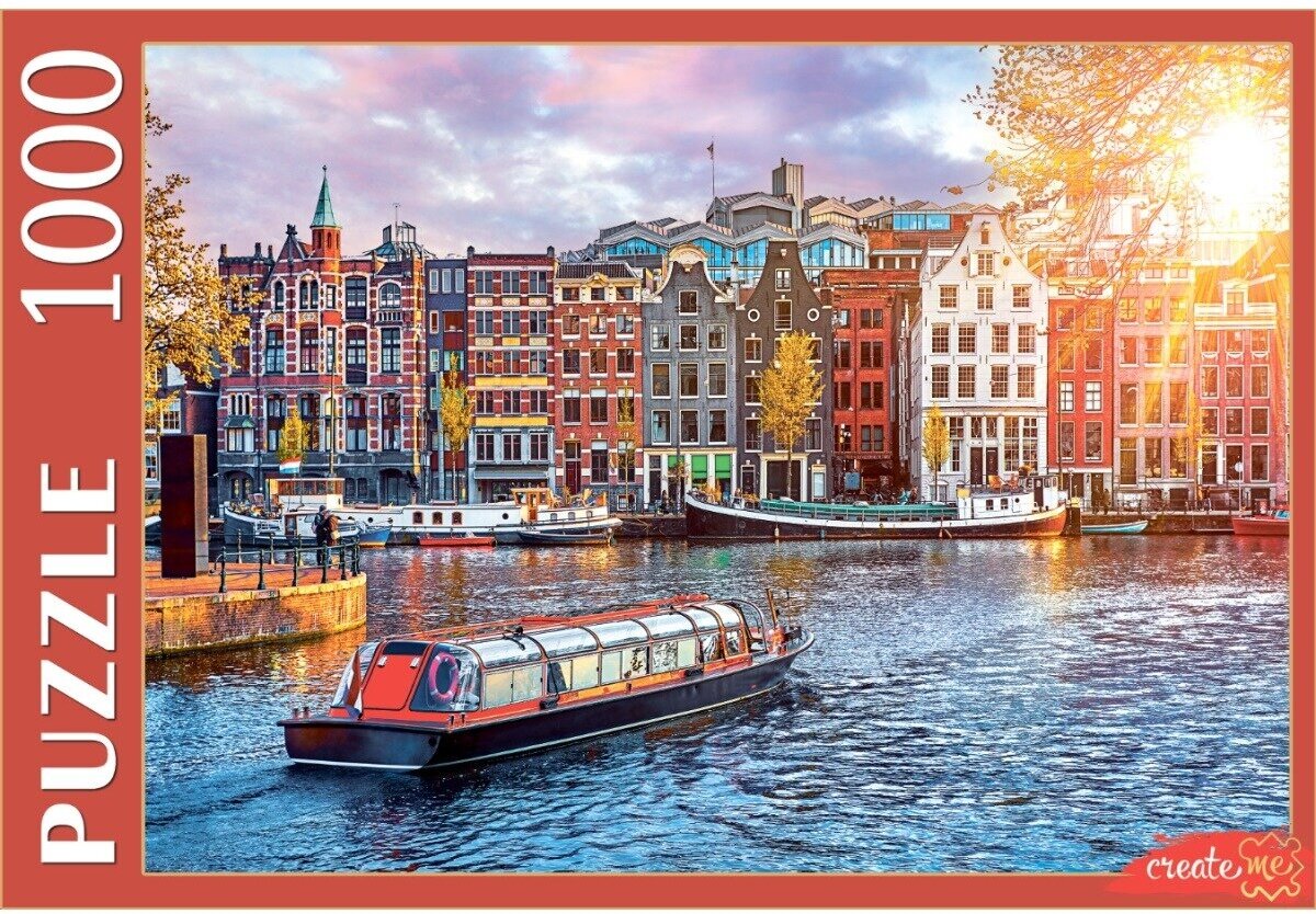 Пазл Рыжий Кот 1000 деталей, элементов: Нидерланды. Вид на Амстердам