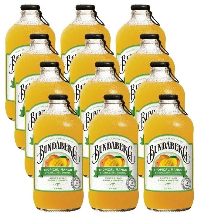 Лимонад ферментированный Bundaberg Австралия 375мл. стекло, Тропический Манго, упаковка 12 шт.