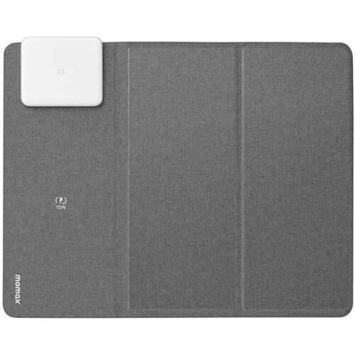 Коврик для мыши с беспроводной зарядкой Momax Q.Mouse Pad 3 2-in-1 Wireless Charging Mouse Pad 20W Dark Grey (QM3E)