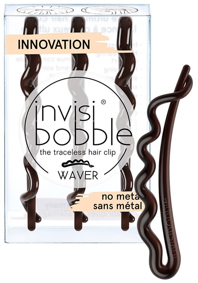 Invisibobble Waver Pretty Dark - Инвизибабл Вевер Заколка коричневая, 3 шт/уп -