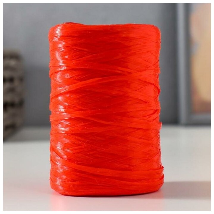 фото Пряжа "Для вязания мочалок" 100% полипропилен 400м/100±10 гр в форме цилиндра (красный), 5 штук