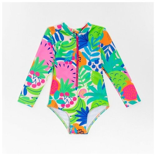 фото Купальный костюм слитный детский minaku с рукавами, рост 110-116 (1) 9136754