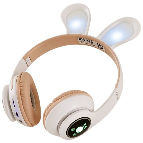 Беспроводные наушники AIWA с подсветкой складные детские с ушками Bluetooth 51 работа до 6 часов микрофон аудиовход разъем для карт 109000₽