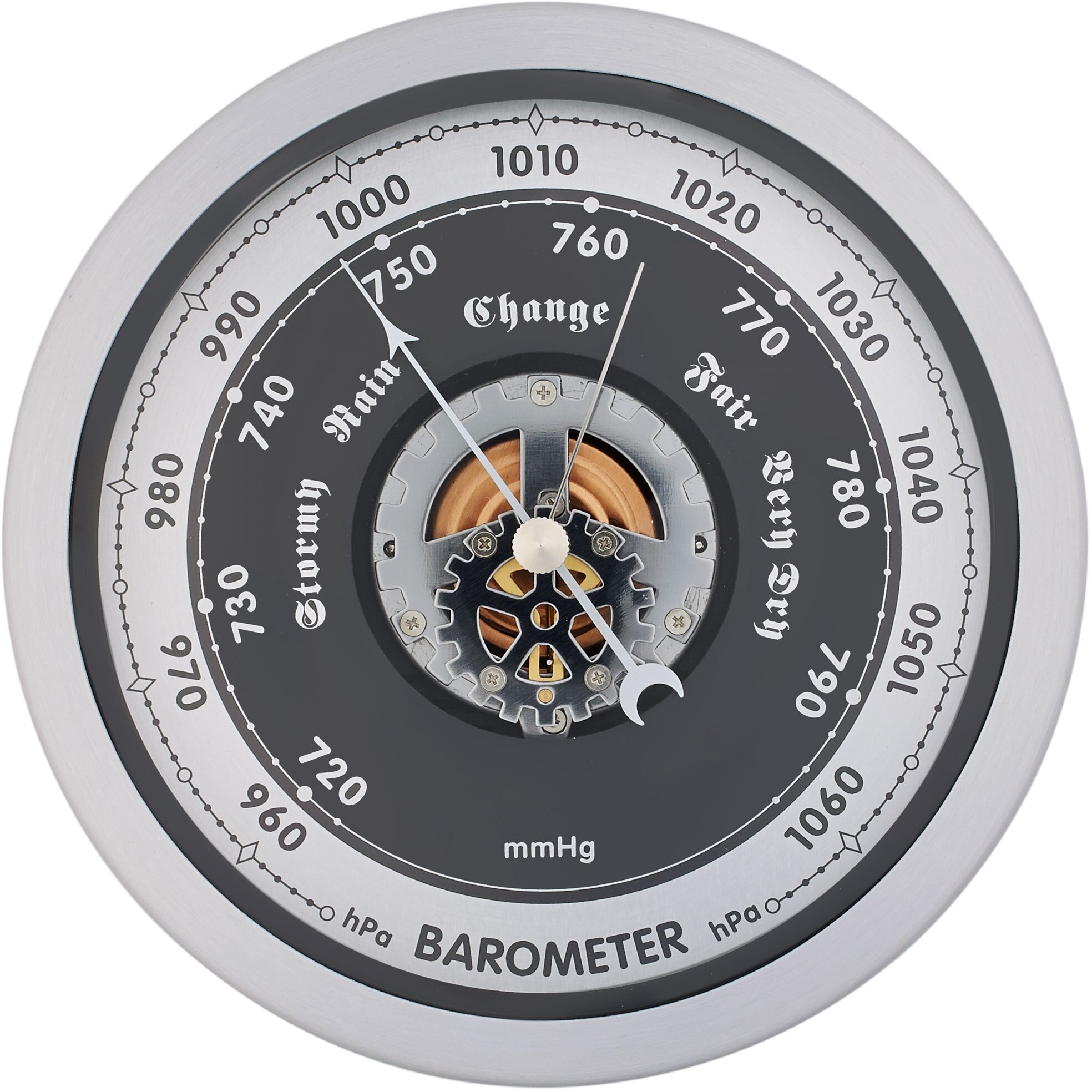 Барометр бриг БМ91320 алюминиевая , механизм барометр, корпус (круг) алюминиевый для наружного применения.